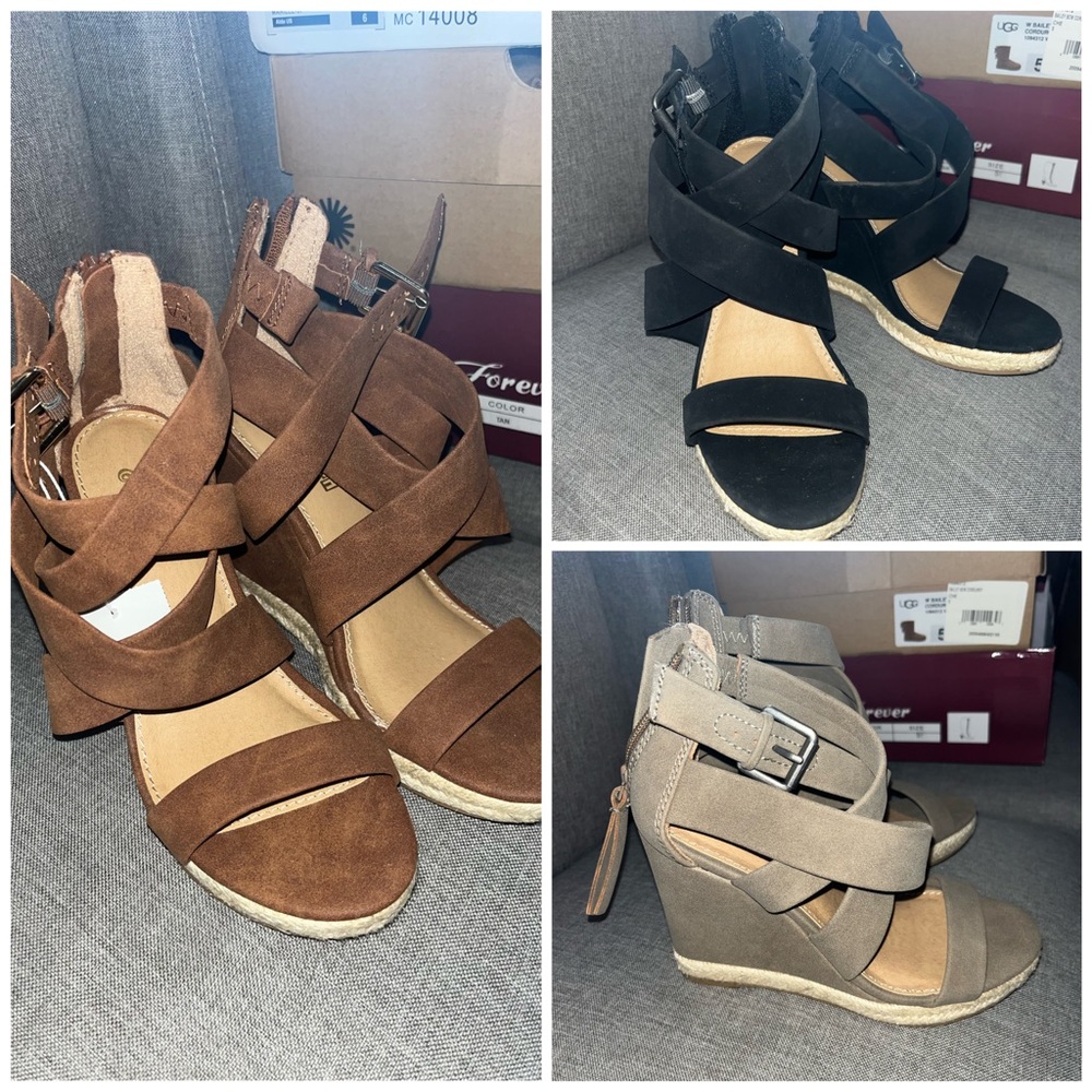 3 pair of strappy wedges